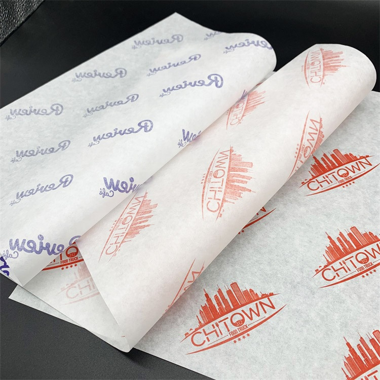 Food grade custom logo printed wax paper grease proof sandwich paper