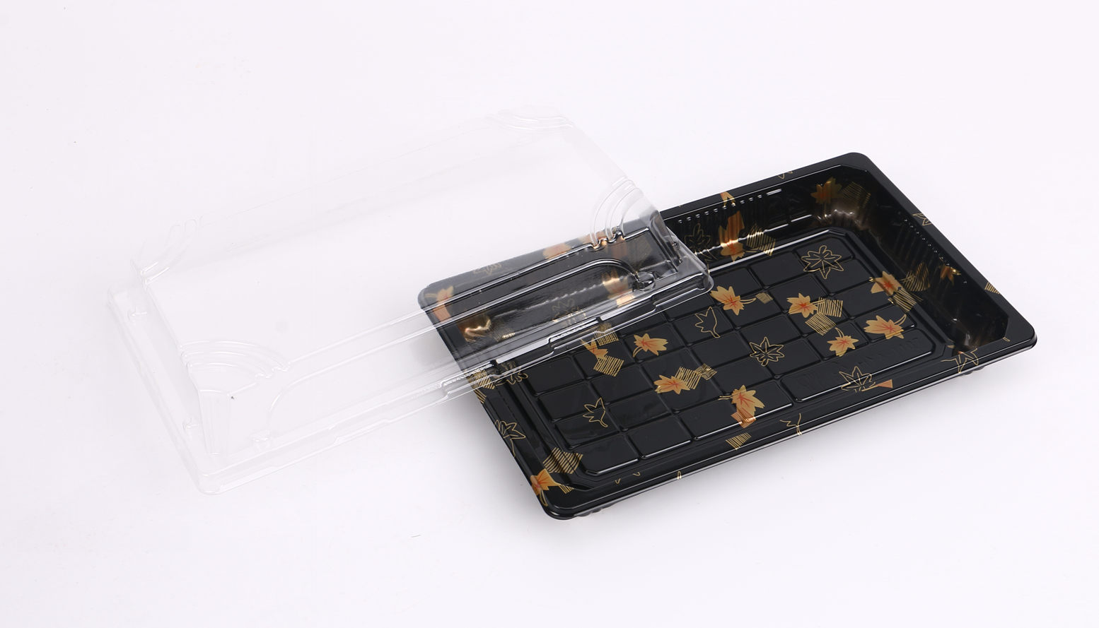 Black/Golden Bottom With Clear Lid SUSHI Box Plastic Take Away Disposable Tableware