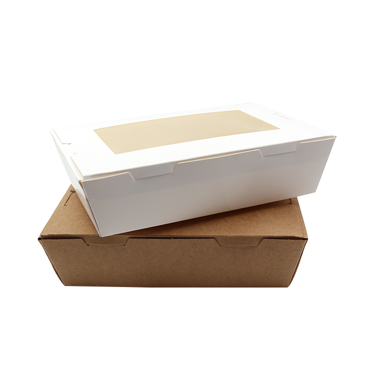 Disposable take out salad box food packaging cardboard boxes with window