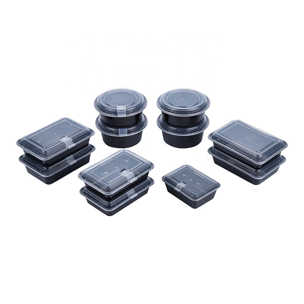Black Bottom With Clear Lid Lunch Box Plastic Take Away Disposable Tableware