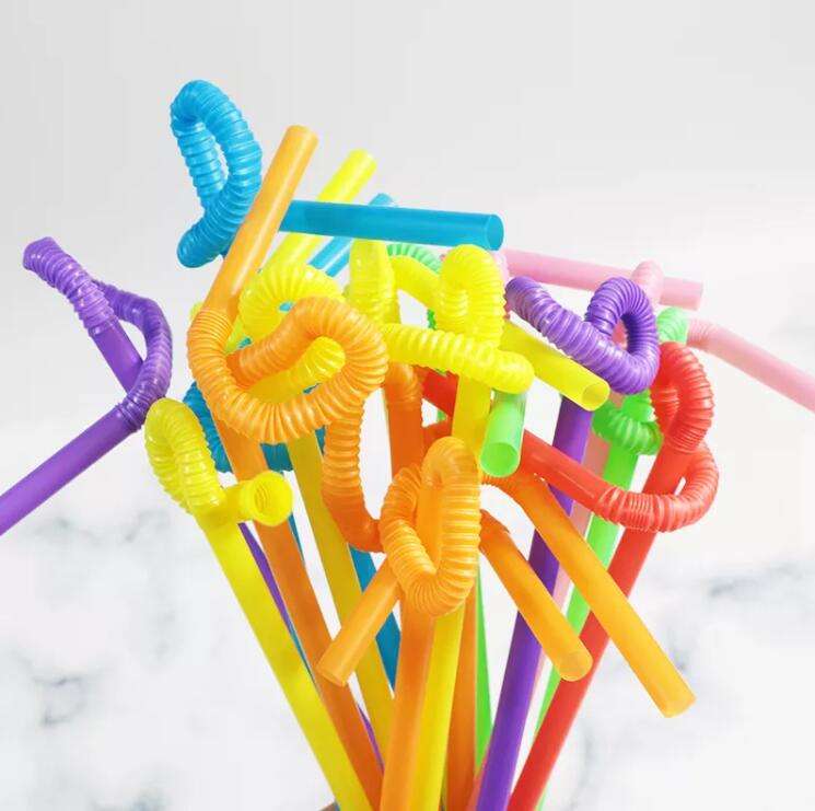 Individually Wrapped sharp piercing Plastic Drinking Straws Extra Long Disposable Bendy Party Fancy Straws