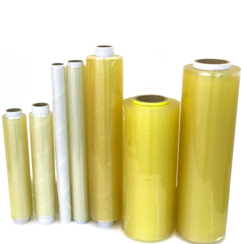 10-15Mic 30-50Cm Width Jumbo Roll Oem Odm Foodgrade Pvc Cling Film Wrap Stretch Film Food Fresh Film For Meat Packing