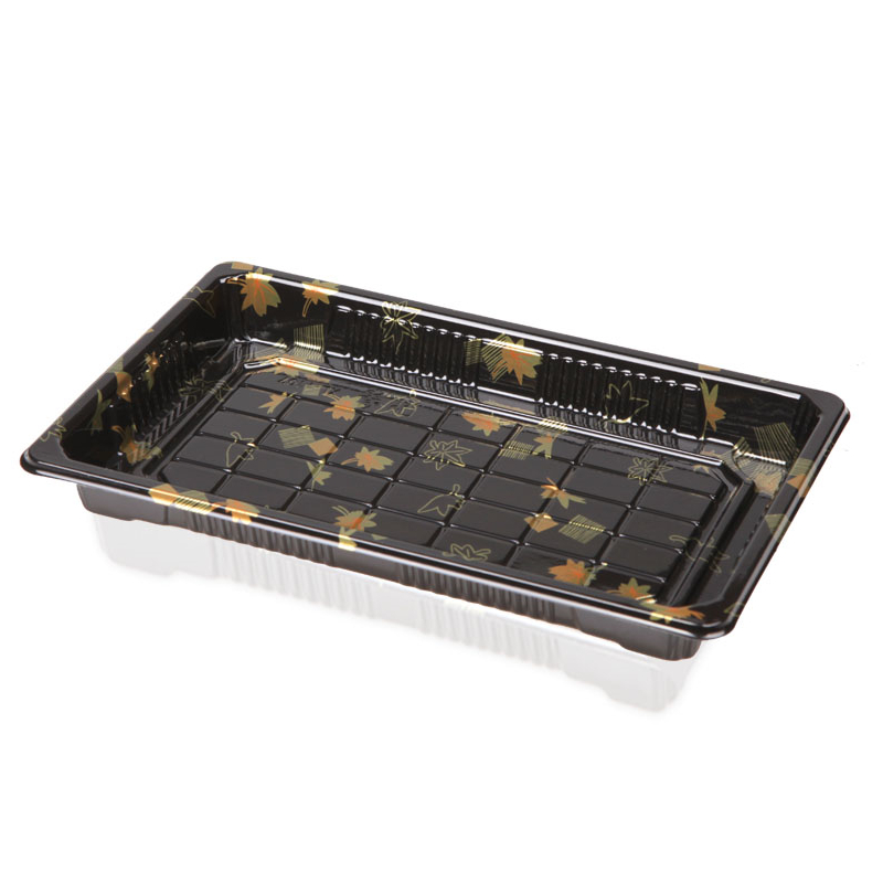 Black/Golden Bottom With Clear Lid SUSHI Box Plastic Take Away Disposable Tableware