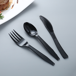 4PCS Tableware Plastic Fork Knife Spoon Napkins Sets Clear Color Plastic Tableware 