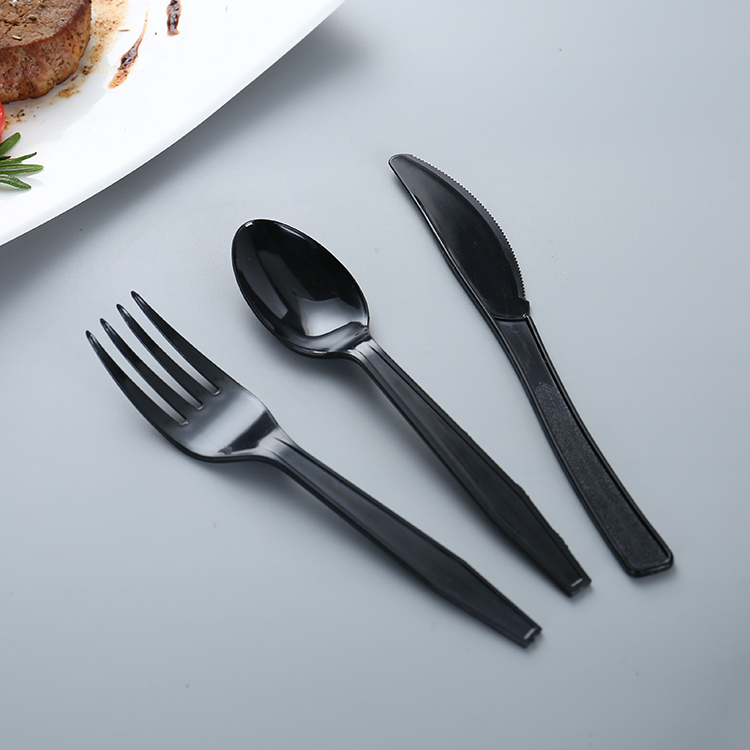 4PCS Tableware Plastic Fork Knife Spoon Napkins Sets Clear Color Plastic Tableware 