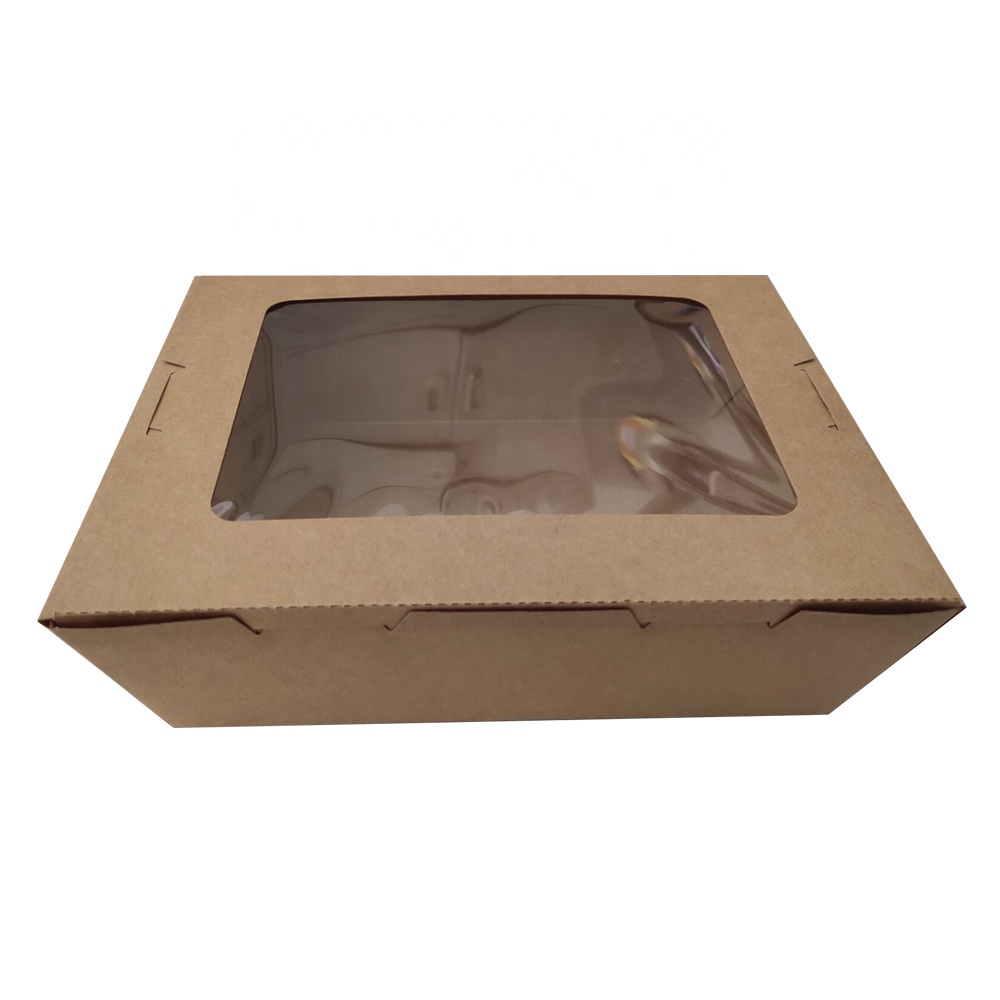 Disposable take out salad box food packaging cardboard boxes with window