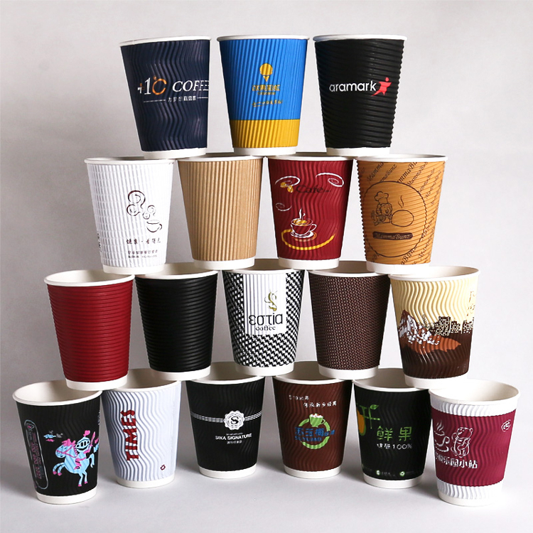 Ripple Paper Cups Disposable Takeaway Logo Printed